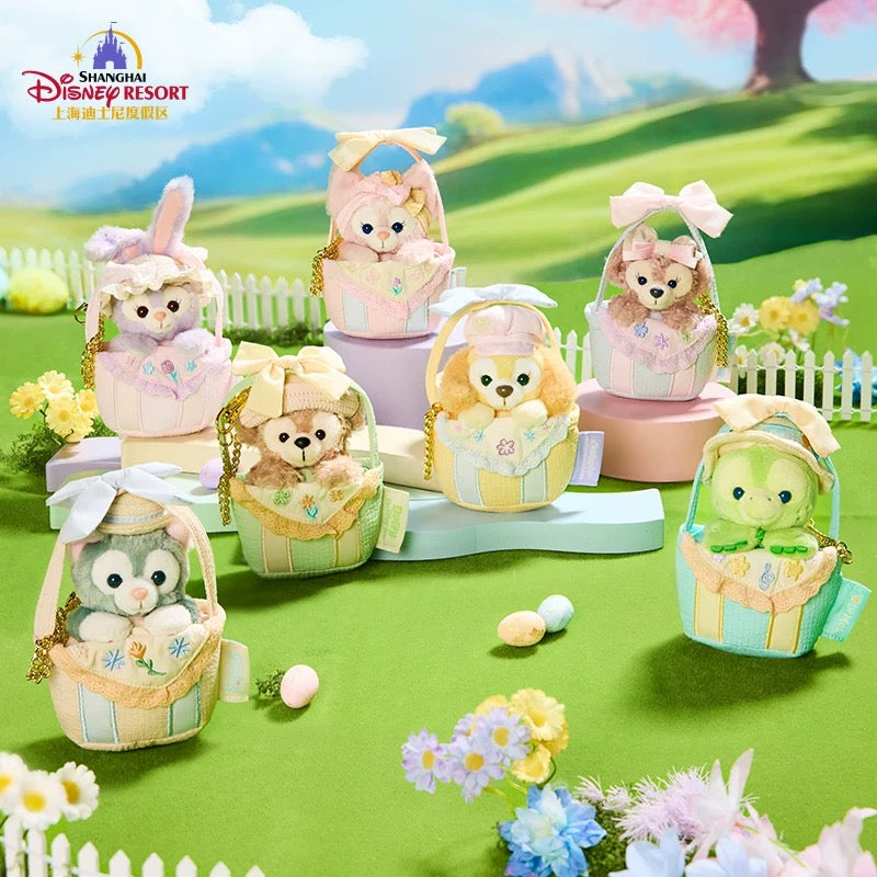 春日 ダッフィー フラワーバスケットぬいぐるみキーホルダー❘上海ディズニー