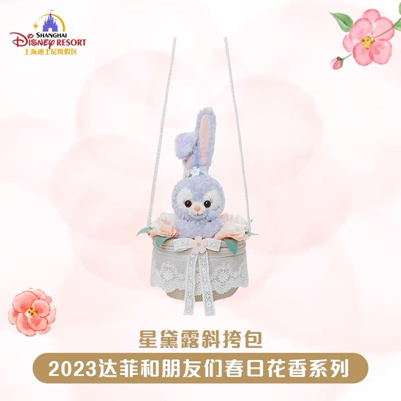 グッズ | 上海ディズニー・春スプリングシリーズ:『リーナベル -「フェースバッグ小」「水筒」「バケットハット」「パースケース」』『ステラルー -「ショルダーバッグ」「リース」「カチューシャ」』『ダッフィー - 「カーテンホルダー」』『シェリーメイ - 「カーテンホルダー」』『ジェラトーニ - 「ブランケット」』